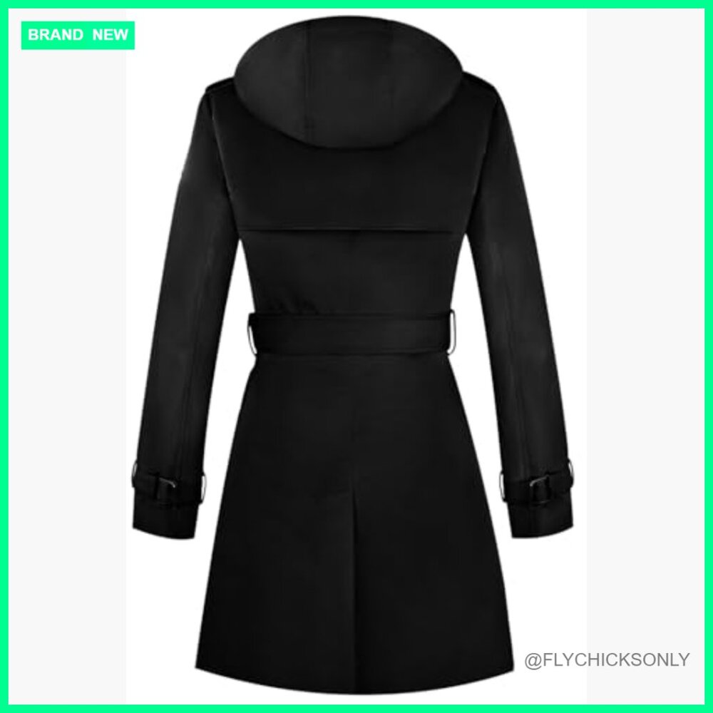 Polyester Windproof Double-Breasted Trench Coat w… - image 3